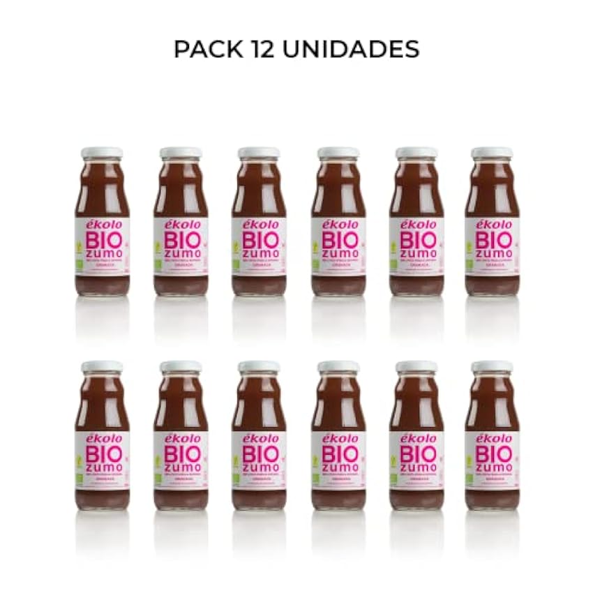 EKOLO Zumo De Granada Ecológico, 100% Exprimido, Botellas * 200Ml 2400 Ml, Original, 12 Unidades MKSR0VZ7