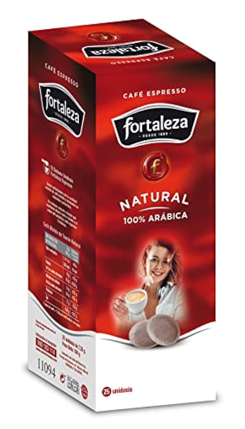 Café FORTALEZA - Cápsulas de Café Natural Sistema ESE 44 - Pack 1 x 25 - Total 25 unidosis, 25 unidad, 25 oynnM8vE