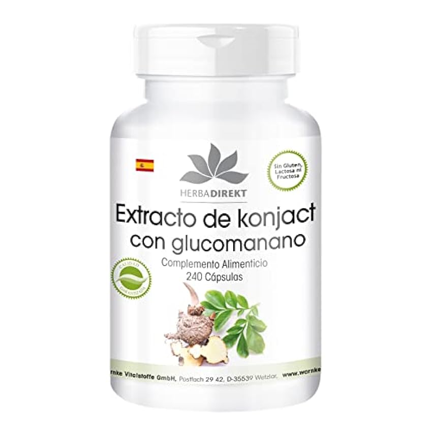 Glucomanano 500mg – de extracto de raíz de Konjac – 95% de Glucomanano – Vegano – 240 cápsulas | HERBADIREKT by Warnke Vitalstoffe PT3IrNyG
