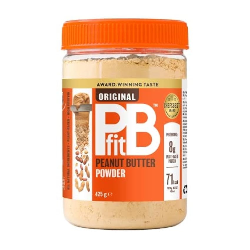 PBFIT - Crema de Cacahuete en Polvo Desgrasado | Alta en Proteínas y con 87% Menos Grasa - Perfecta para Untar - Sin Gluten - Bote de 425 g HBiVqJux