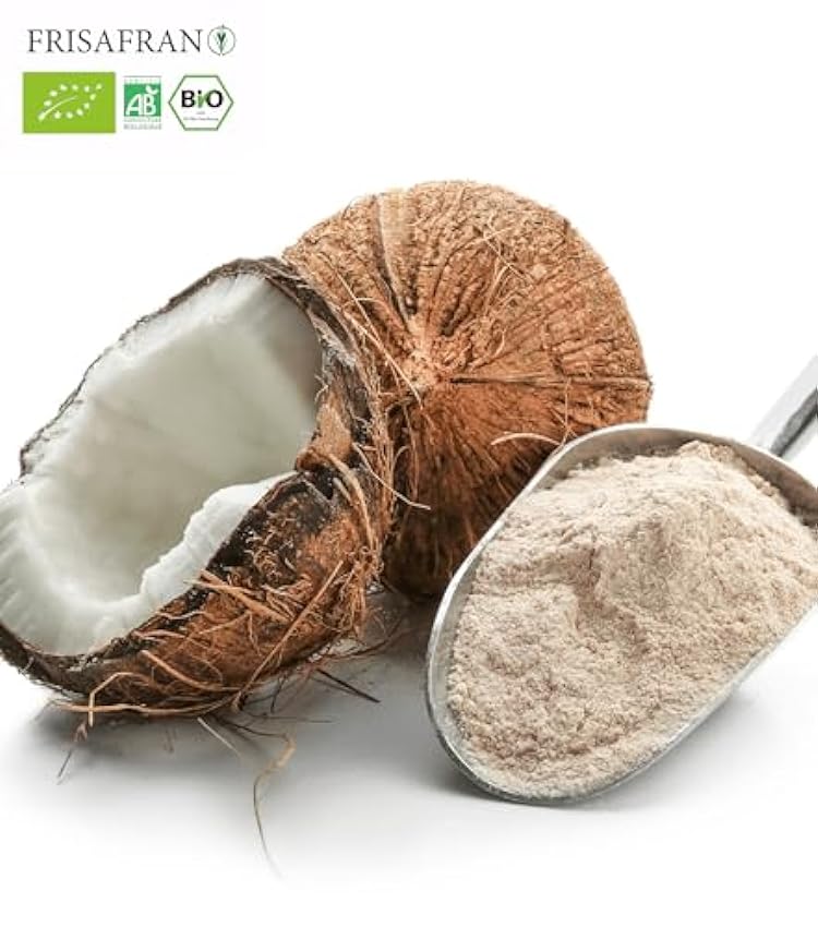 FRISAFRAN Harina de coco Ecológica en polvo | sin azucar | Sin Gluten | Sin Huevo | vegana l Repostería  - 500Gr HmIlH50h