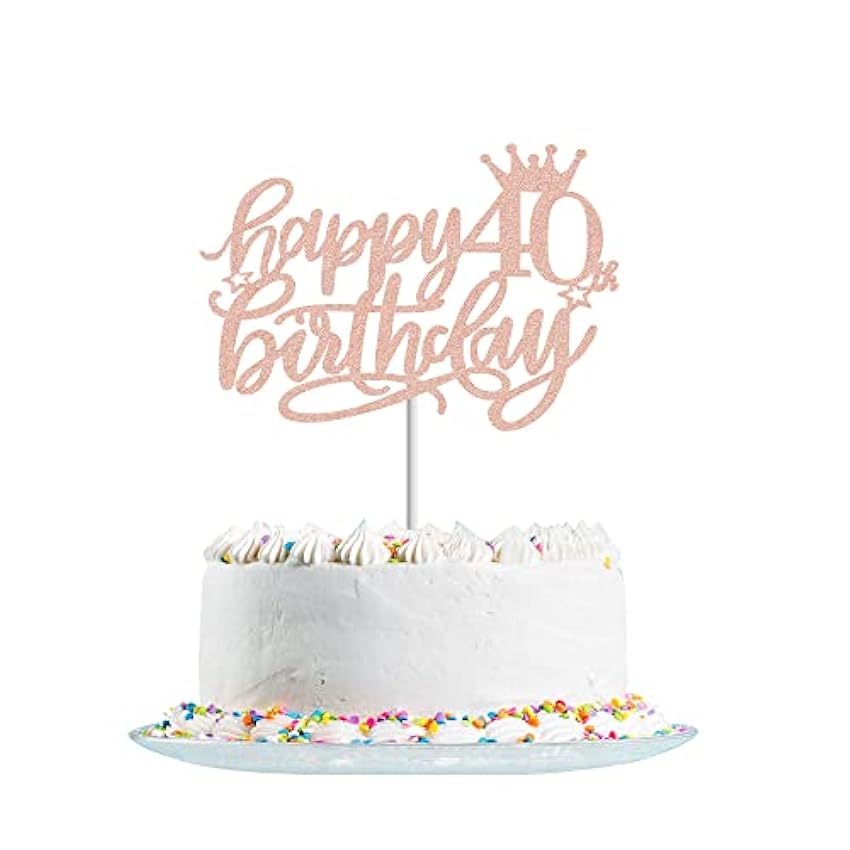Happy 40th Birthday Cake Topper Glitter for Hello 40, C