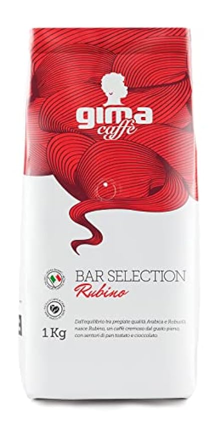 Café italiano GIMA, mezcla Rubino, tostado medio-claro, sabor equilibrado y dulce. 1 kg. K4wJeD97