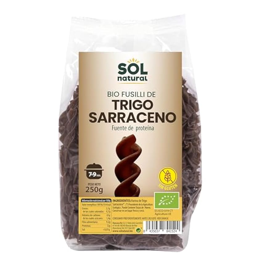 SOLNATURAL FUSILLI Trigo SARRACENO Bio SIN Gluten 250 g
