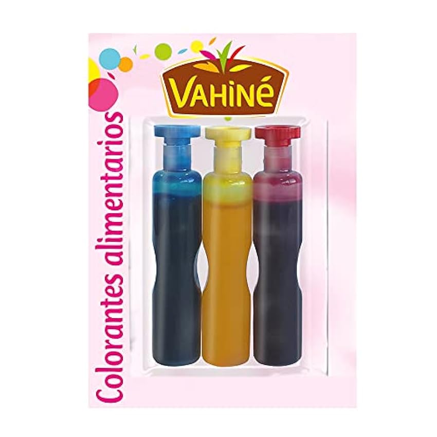 Vahiné - Pastelería - Colorantes Alimentarios Líquidos - Azul, Rojo, Amarillo - 3 Colores fKNV32ep