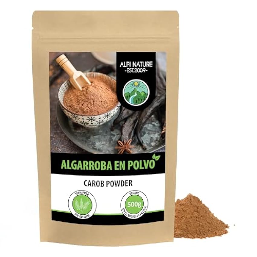 Harina de Algarroba (500g), algarrobo oscuro en polvo, algarroba natural y vegana, secada y molida suavemente, polvo de algarrobo sin aditivos m6zq1HjT