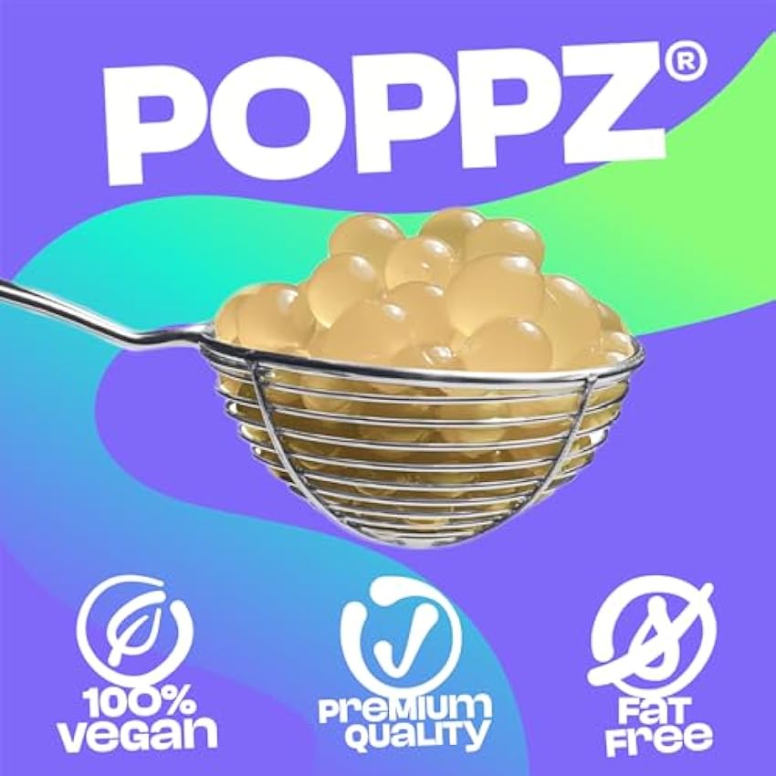 POPPZ Popping Boba Burbujas de frutas para Bubble tea/Té de burbujas - Paquete de Tapioca que revientan frutas de Bubble Mania - Listo para comer (Lychee) MNrAwqlx