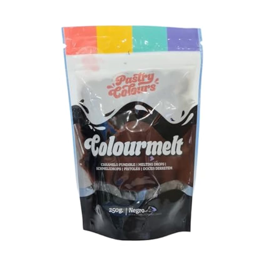 PASTRY COLOURS - Melts Negros - Melts de Colores - Chocolate para Fundir - Cobertura para Pasteles - Bolsa de 250g (Negro) LmZKP4Zn