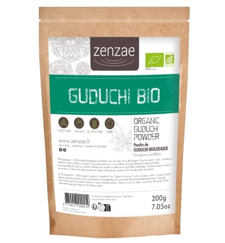 Guduchi orgánico Zenzae – Polvo de Guduchi orgánico – b