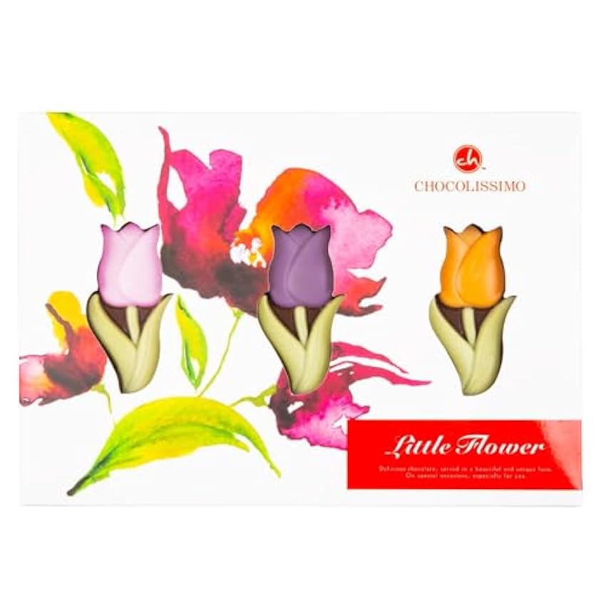 CHOCOLISSIMO 3 tulipanes de chocolate – Flores – Tulipanes - Chocolate | Idea de regalo | Presente | Chica | Mujer | Chico | Hombre | Niño | Adulto | Pascua | Día de San Valentín | Cumpleaños | Madre HLDlJClS