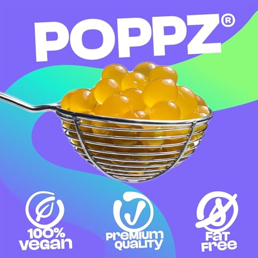 POPPZ Popping Boba Burbujas de frutas para Bubble tea/Té de burbujas - Paquete de Tapioca que revientan frutas de Bubble Mania - Listo para comer (Maracuyá) OAB4VllN