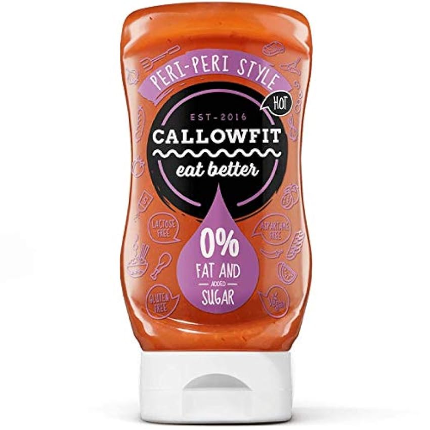 Callowfit - Salsa baja en carbohidratos 0% grasa y azúcar - Salsa dietética (Peri-Peri) caliente - 300 ml moHWG5HM