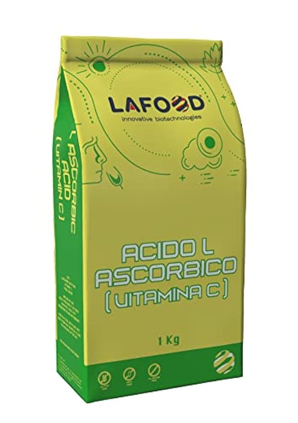 Ácido ascórbico puro Lafood - Vitamina C - 1 kg E300 - Alimentos - Sin OMG - Sin gluten IUk8rOvD
