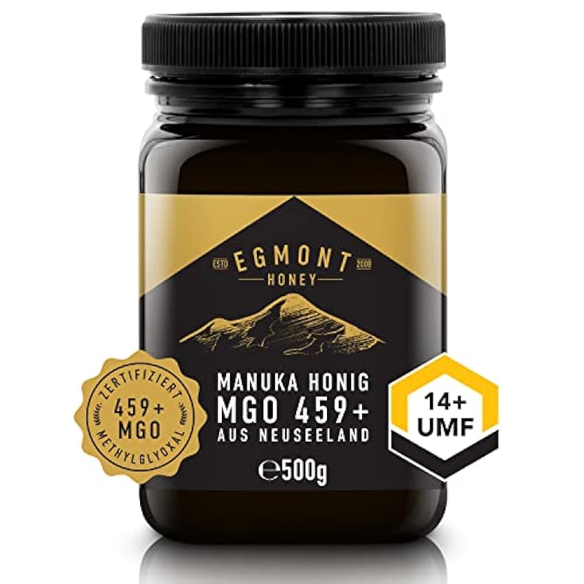 Egmont Honey Miel de Manuka 450+ MGO original de Nueva Zelanda UMF 14+ - 100% pura, certificada, activa Miel de Manuka (500g) prGnCF3K