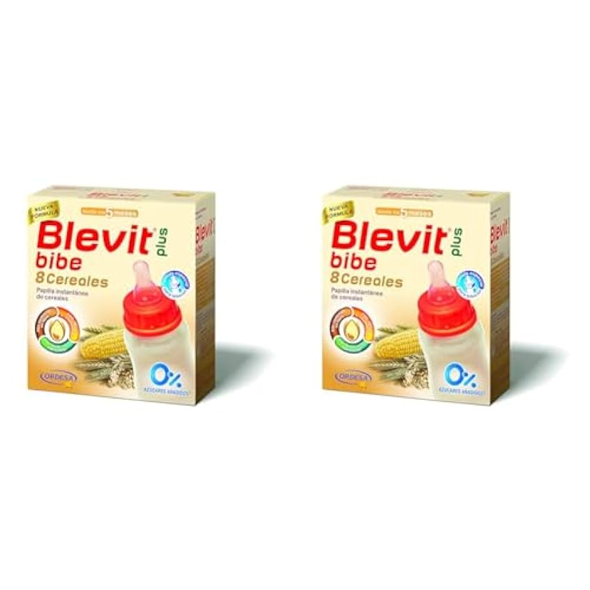 Blevit Plus Bibe 8 Cereales - Papilla de Cereales para Bebé fórmula especial para Biberón - Sin Azúcares Añadidos - Desde los 5 meses - 600g (Paquete de 2) MnsuslTt