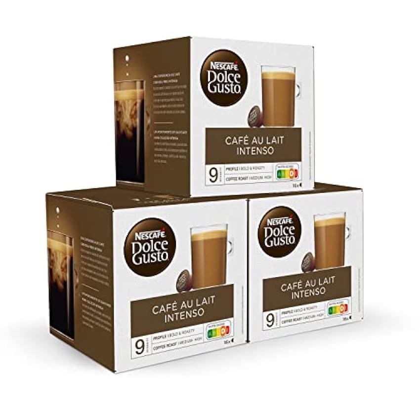 NESCAFÉ Dolce Gusto Doppio Espresso - x3 pack de 16 cápsulas - Total: 48 cápsulas & Nescafé CAFÉ CON LECHE INTENSO - Pack De 3 x 16 cápsulas - Total: 48 Cápsulas iOH4EBdU