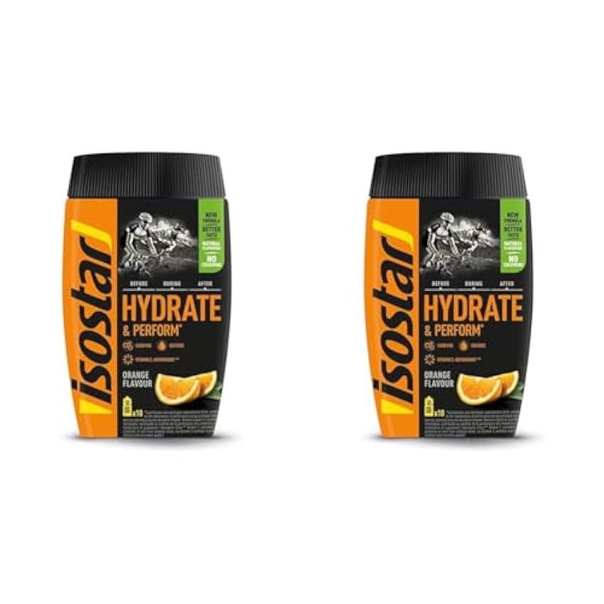 Isostar Hydrate & Perform - 400 g de Bebida Electrolítica Isotónica - Solución Electrolítica para Mejorar el Rendimiento Deportivo – Sabor Naranja, 10 raciones (Paquete de 2) Nt4zgWiK