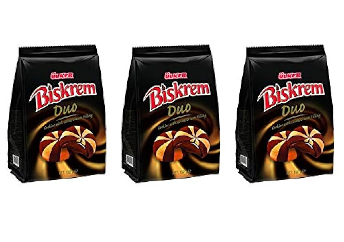 Ulker Biskrem Duo Galletas con relleno de crema de cacao (3 unidades, total de 450 g) IdY3Ocxd