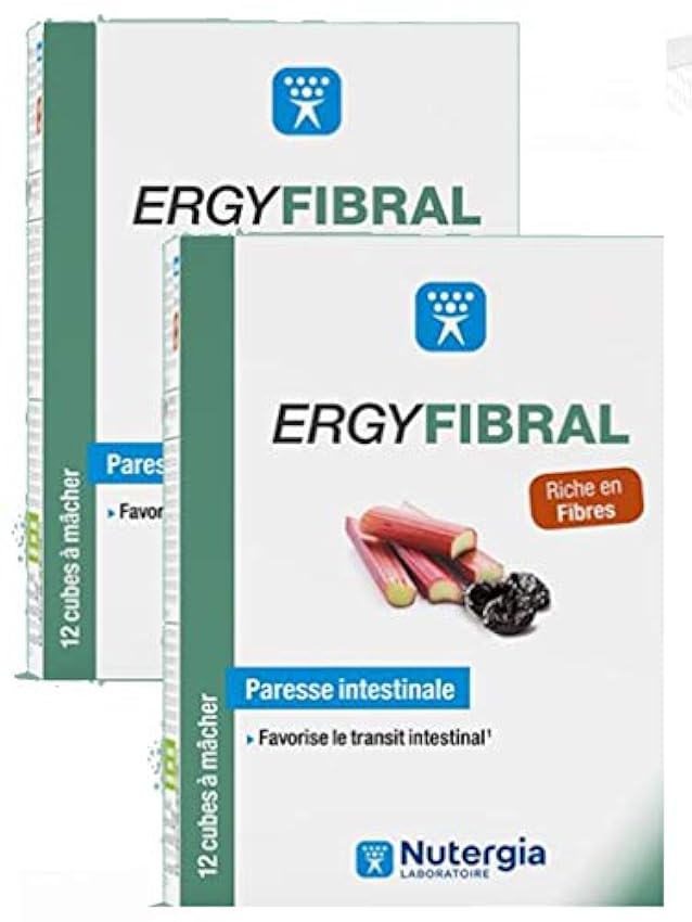 ERGYFIBRAL - Cubos de mascar a base de frutas y plantas ricas en fibra y magnesio.- Nutergia - Lote de 2 cajas de 12 cubos (2) Mk70Sb0G