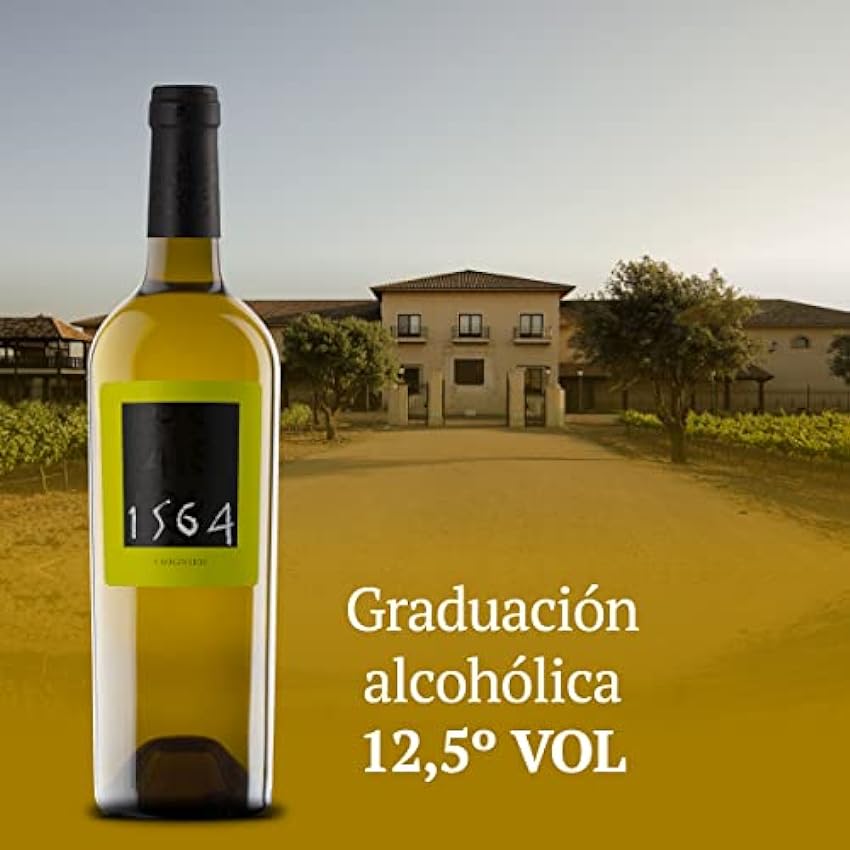 Bodegas Sierra Norte - Caja 6 Botellas de Vino Blanco 1564-100% Viognier - Vino Ecológico y Vegano - Vino Varietal - 75 cl - 12,5% de Alcohol - Fresco y Afrutado oUKFGchq