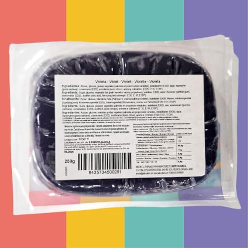 PASTRY COLOURS - Fondant Violeta - Cobertura para Tartas - Pasta de Azúcar Maleable y Fácil de Manipular - SugarPastry - 250 Gr (Violeta) OBobPGte