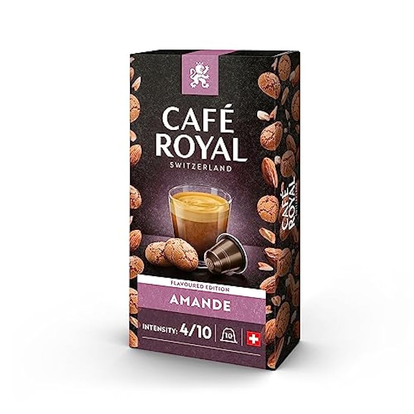 Café Royal Flavoured Edition Almond 100 Capsules en Aluminium Compatibles avec le Système Nespresso (R)*; Intensité: 4/10; (Lot de 10X10) jtUSMIJR