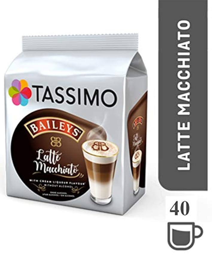 Tassimo Baileys Latte Macchiato - 8 cápsulas de café (paquete de 5, total 40 bebidas) HzspKcyr