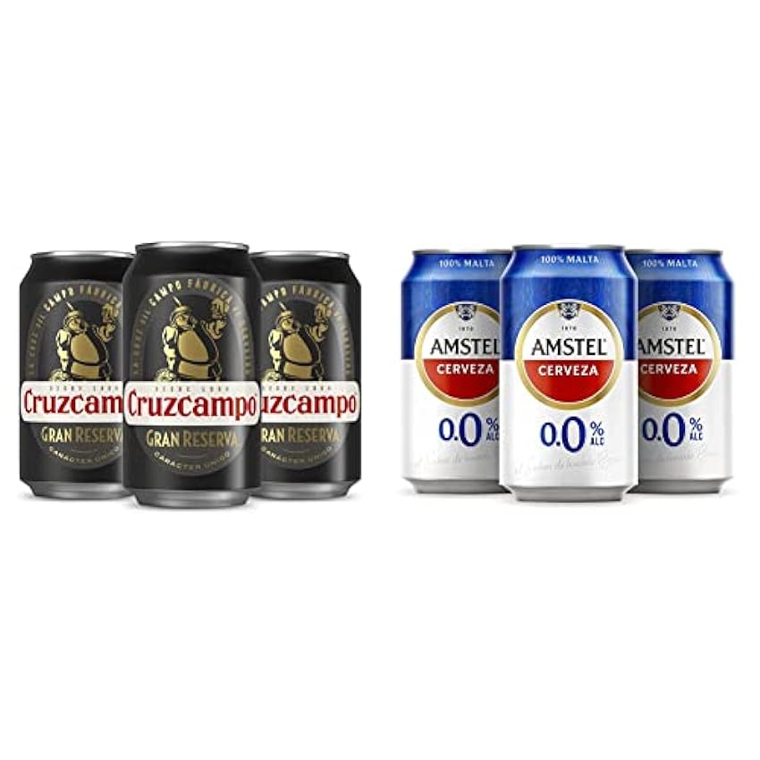 Cruzcampo Gran Reserva Cerveza Tostada Pack Lata, 24 x 33cl & Amstel 00 Cerveza Lager Sin Alcohol Pack Latas, 24 x 33cl FXCxUhSP