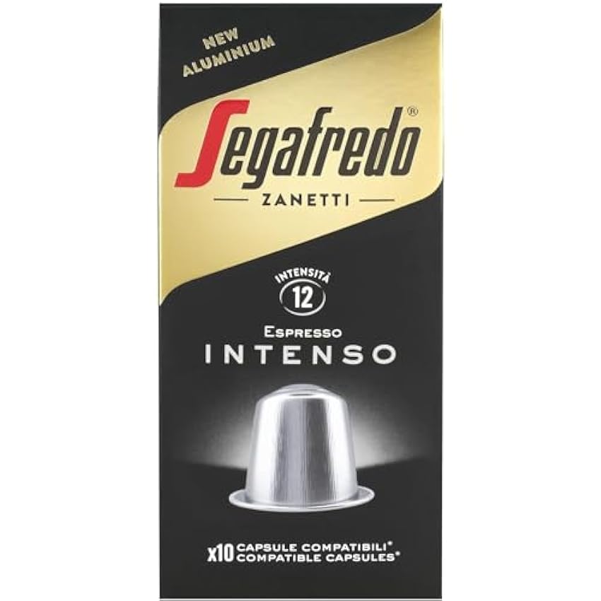 Segafredo Zanetti 100 Cápsulas de Aluminio Compatibles con Nespresso Café Intenso Sabor Completo y Persistente (10 Cajas de 10 Cápsulas) - Adecuadas para Máquinas Nespresso Original L9NHY4Pk