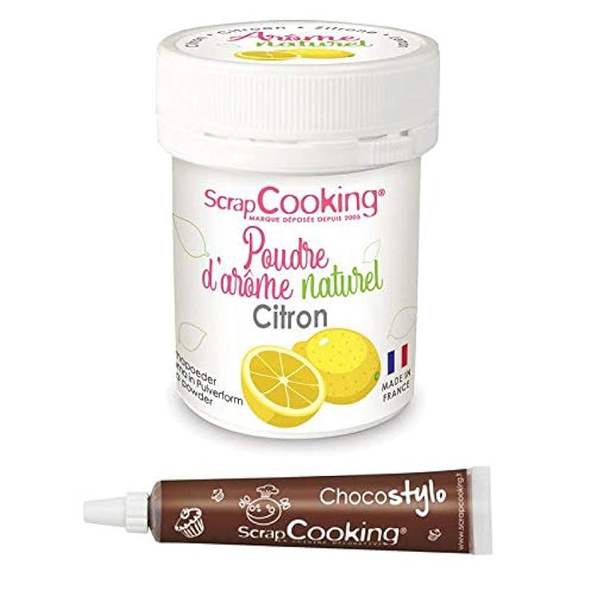 Aroma alimentario natural en polvo 15 g Limón + Tubo de chocolate para decorar M6VvXHOz