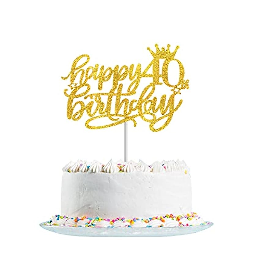 Happy 40th Birthday Cake Topper Glitter for Hello 40, Cheers to 40 Years, 40 y fabuloso, 40 días Birthday Cake Pick 40 Años Old Birthday Party Cake Decorations FqvnhQAH