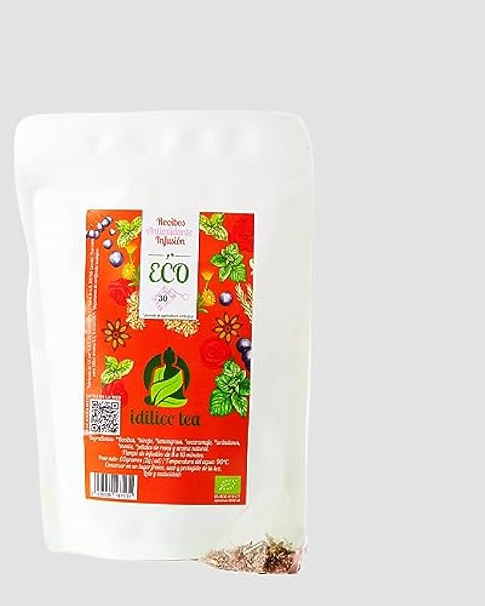 IDILICC TEA | Rooibos Antioxidante Eco | 30 Pirámides | con Tila e Hinojo | Favorece el proceso digestivo ayudando a la Eliminación de Gases | Certificado Ecológico N5Riv7sw