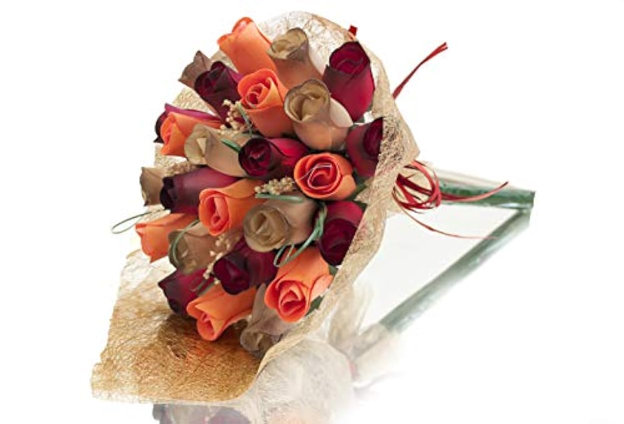Creative Wooden Roses Rosas de madera | Ramo de flores Tedi | Bonito regalo para cualquier ocasión (50) KUYTcvdf