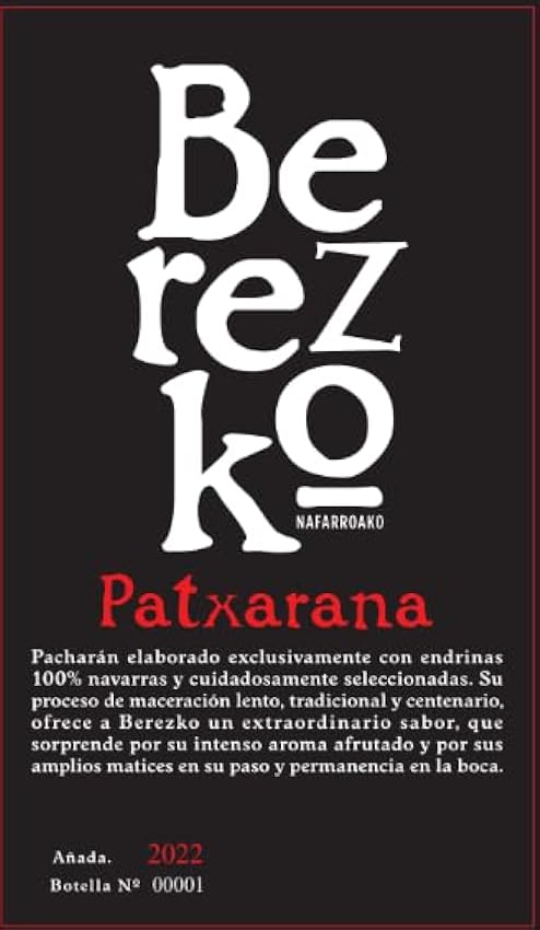Berezko - Patxarana - Botella de Pacharán 1000 ml HBm9gWcU