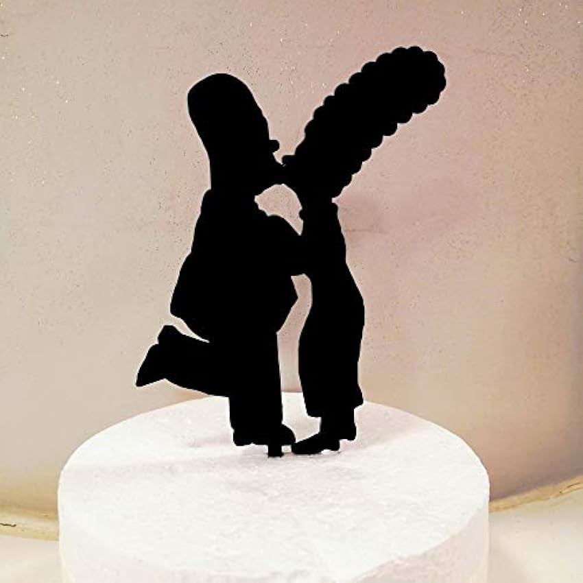 Decoración para tarta de novios Simpson Homer & Marge, de acrílico ftdfzJti