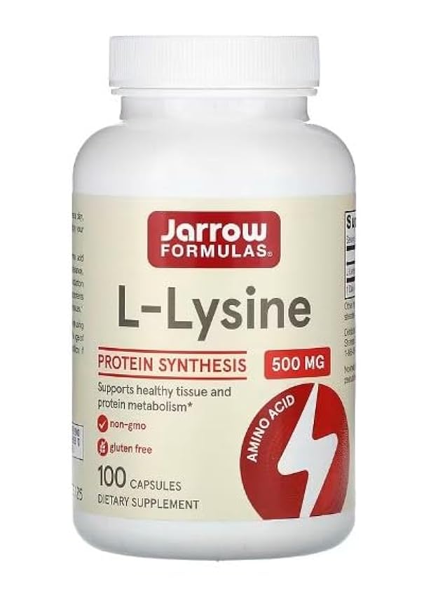 Jarrow Formulas L-Lisina, 500mg - 100 cápsulas, Suplemento para Apoyo Inmunológico y Salud Óptima mAHKAf3j