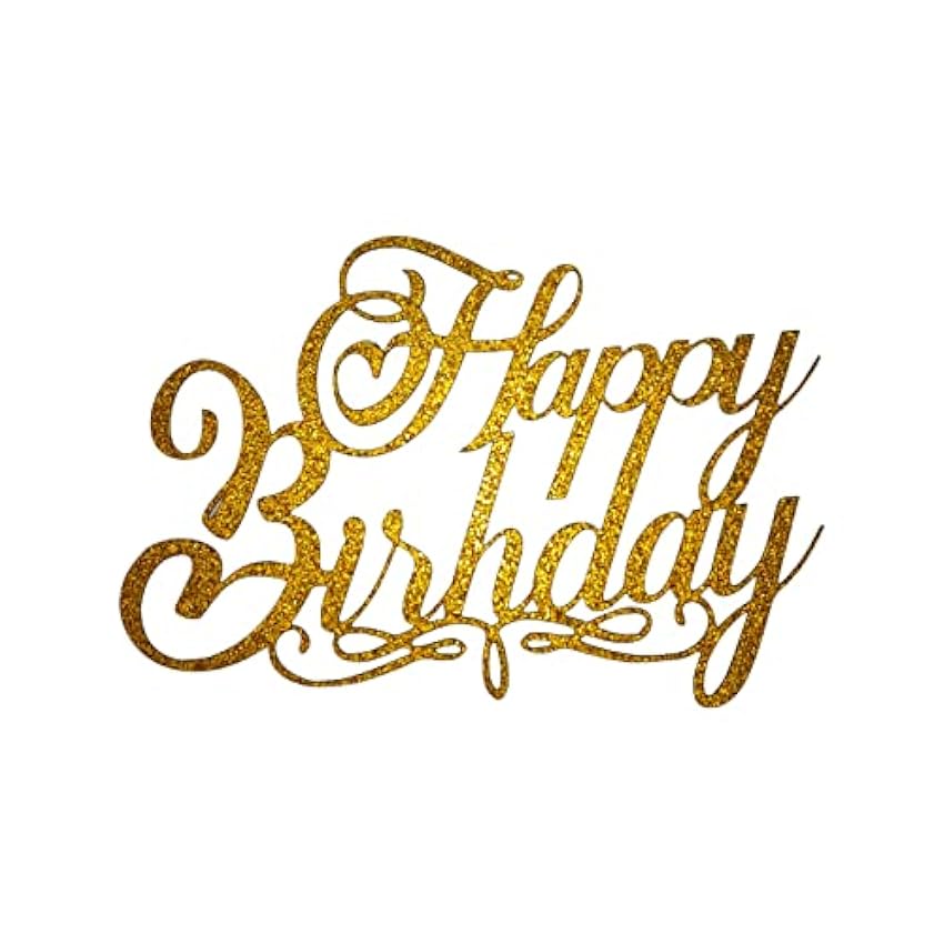 Decoración para tarta de feliz cumpleaños, letrero de cumpleaños para pastel, decoración de tarjetas con purpurina de doble cara (diseño 4, dorado) fP4BwHPS