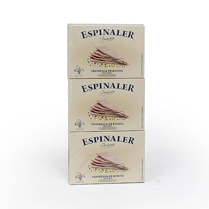 Bonito del Norte en Aceite de Oliva Premium Espinaler - Pack de 3 Latas de Ventresca de Bonito de la Costa Cantábrica al Natural - De Gran Tamaño LllaB2RD