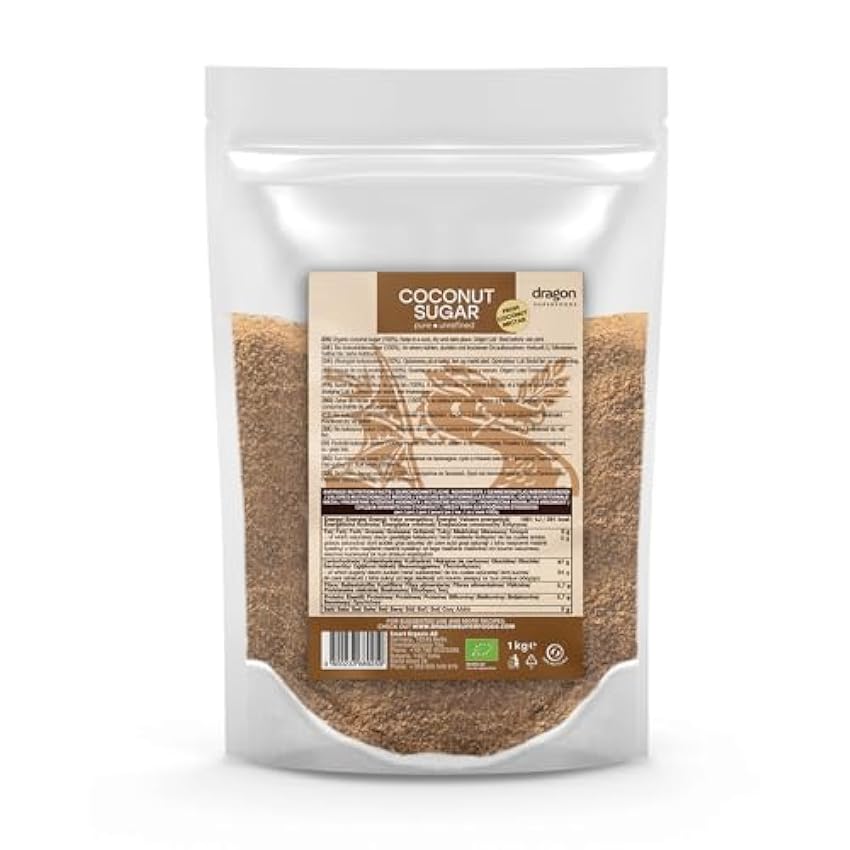 Dragon Superfoods Azúcar de Coco - 100% Orgánico, Bio, Vegano y Sin Gluten - 1kg P54nfEek