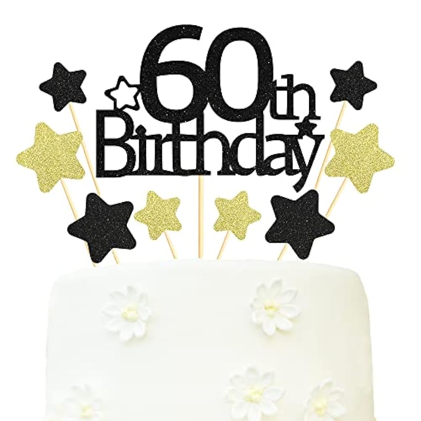 Sotpot Decoración para tartas de 60 cumpleaños con purp