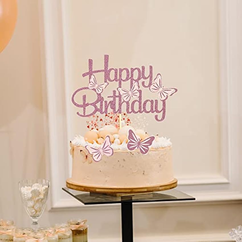 Sotpot Decoración para tartas con purpurina, 13 piezas de decoración para tartas de cumpleaños rosa para niñas y mujeres, decoración de fiesta de cumpleaños phbCLNOF