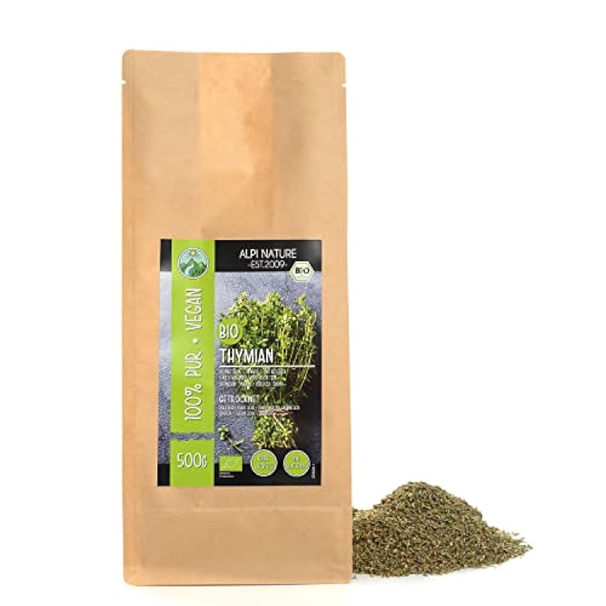 Tomillo orgánico seco (500g), tomillo orgánico frotado de cultivo orgánico controlado, 100% puro y natural para la preparación de mezclas de especias y té de tomillo jxVsE2PD