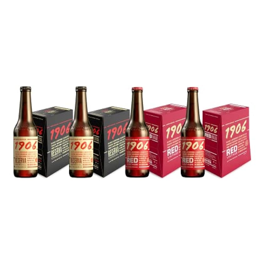 1906 Familia Cervezas - Pack Combinado de 24 Botellas x 33 cl, Incluye 2 Pack de 1906 Reserva Especial y 2 Pack de 1906 Red Vintage LlroPzcH