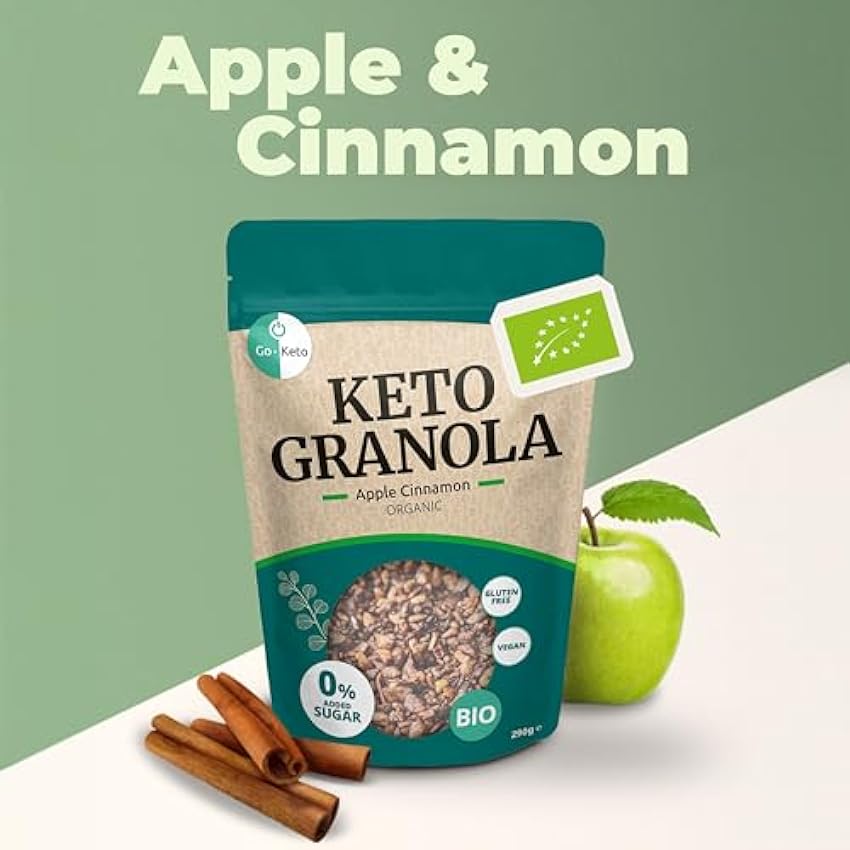 Go-Keto BIO Keto Granola Apple Cinnamon 3x 290g – LowCarb Muesli Keto para un delicioso desayuno keto, con chips de coco, nueces, frutas, semillas de girasol y de calabaza, vegano, sin gluten H0sOwYHa