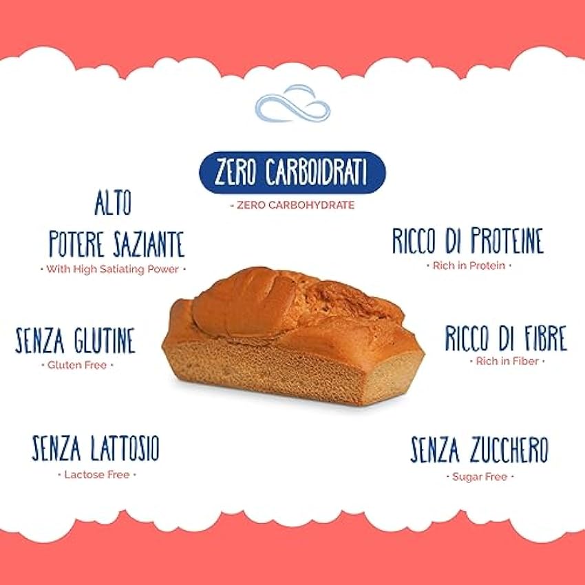 Nuvola Zero – Plumcake Zero Sabor Caramelo Salado Sin Carbohidratos, Snacks Sin Lactosa, Sin Azúcar, Sin Gluten, Rico en Fibra, Pack de 3, Made in Italy IRBeY5eF
