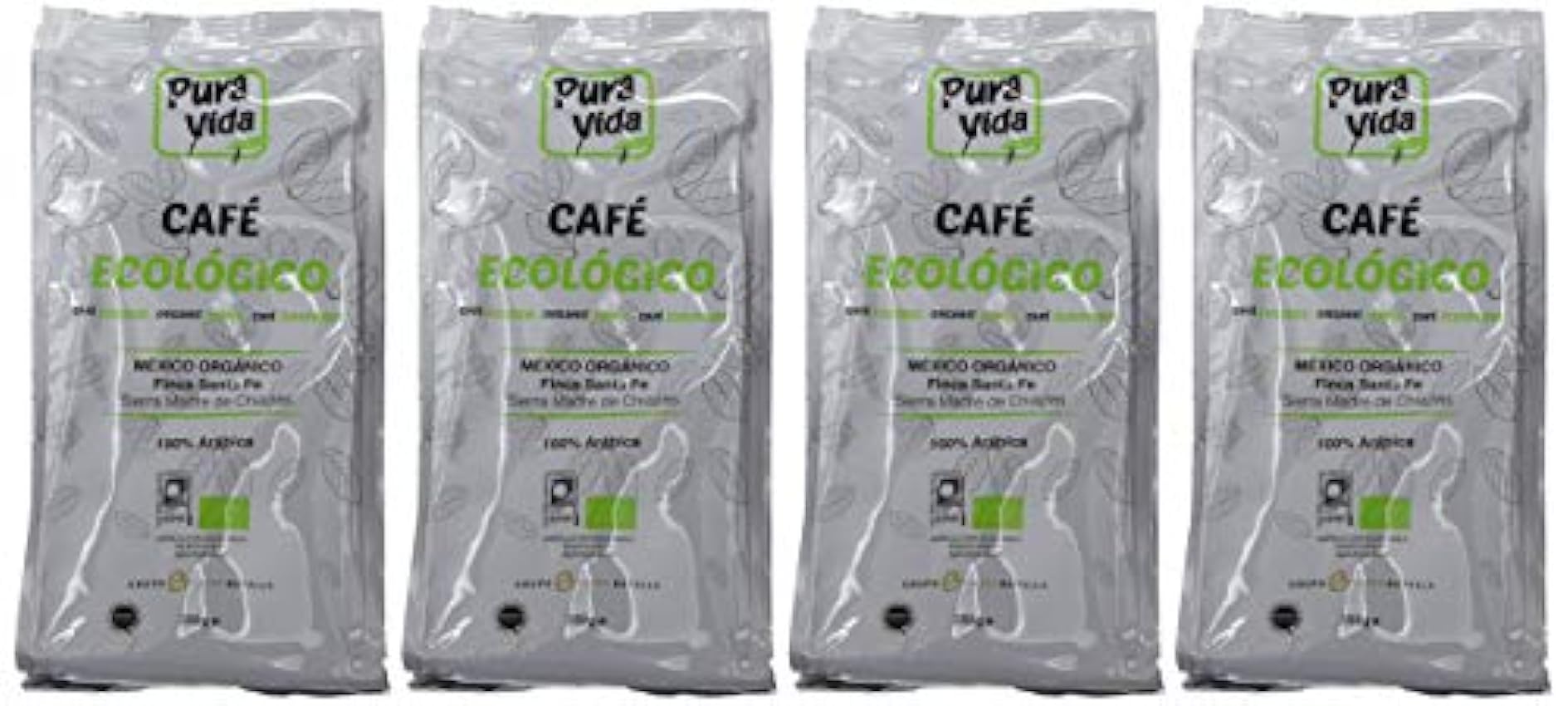 Pura Vida Café Ecológico Natural Molido - 4 Paquetes de 250 gr - Total: 1000 gr KJJHbRaT