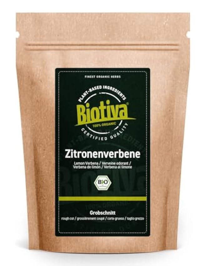 Biotiva Infusión de cedrón orgánico 100 g - 100% orgánico - Aloysia citrodora - vegano - sin aditivos - llenado y certificado en Alemania (DE-ÖKO-005) iblqPJqT