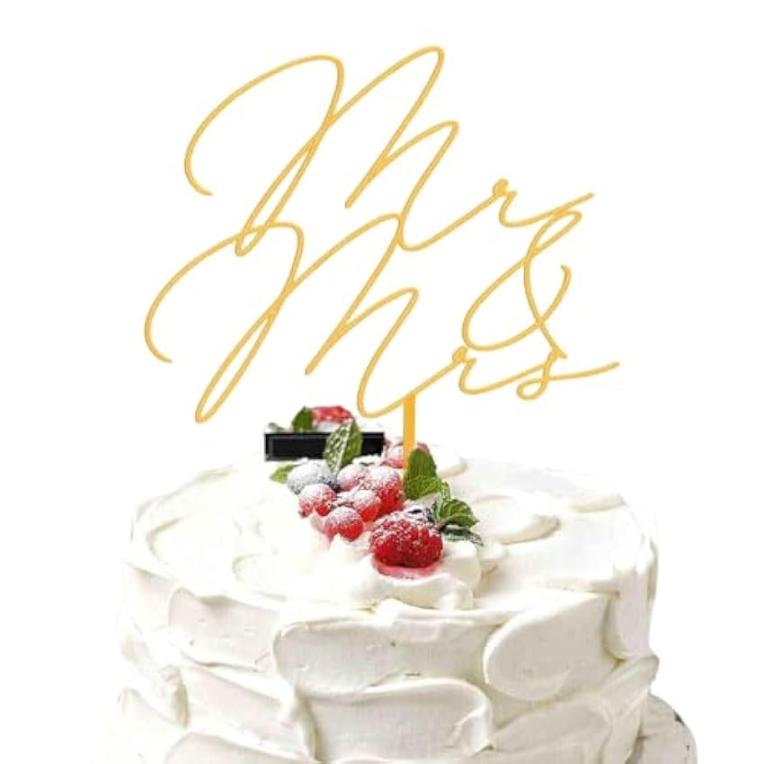 Irikdescia® Mr & Mrs - Decoración elegante para tartas de boda, diseño único, para bodas, regalos, aniversarios, hacer que el pastel sea aún más brillante (dorado) PJ7noghu