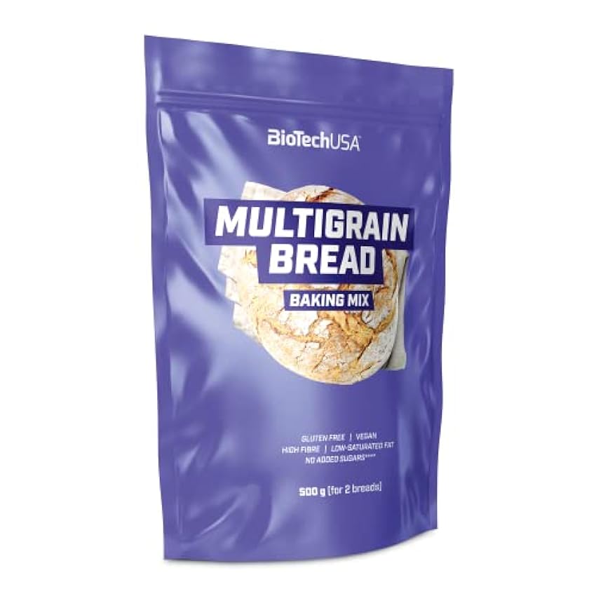 BioTechUSA Multigrain Bread Baking mix, Mezcla de harinas para hornear pan sin gluten, con fibra añadida, pepas de girasol y de calabaza, 500 g iYUkZu94