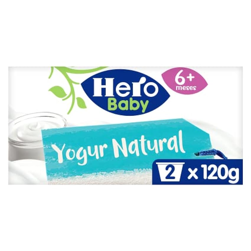 Hero Baby Tarritos de yogur natural - 6 packs de 2 tarritos de 190gr OvqVLx16